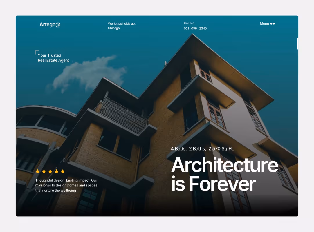 A Webflow-built site for a property brand, shown on desktop