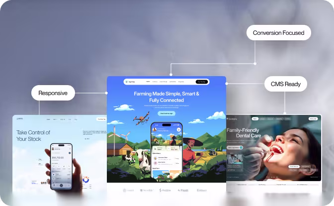 A marketing site homepage shown on desktop